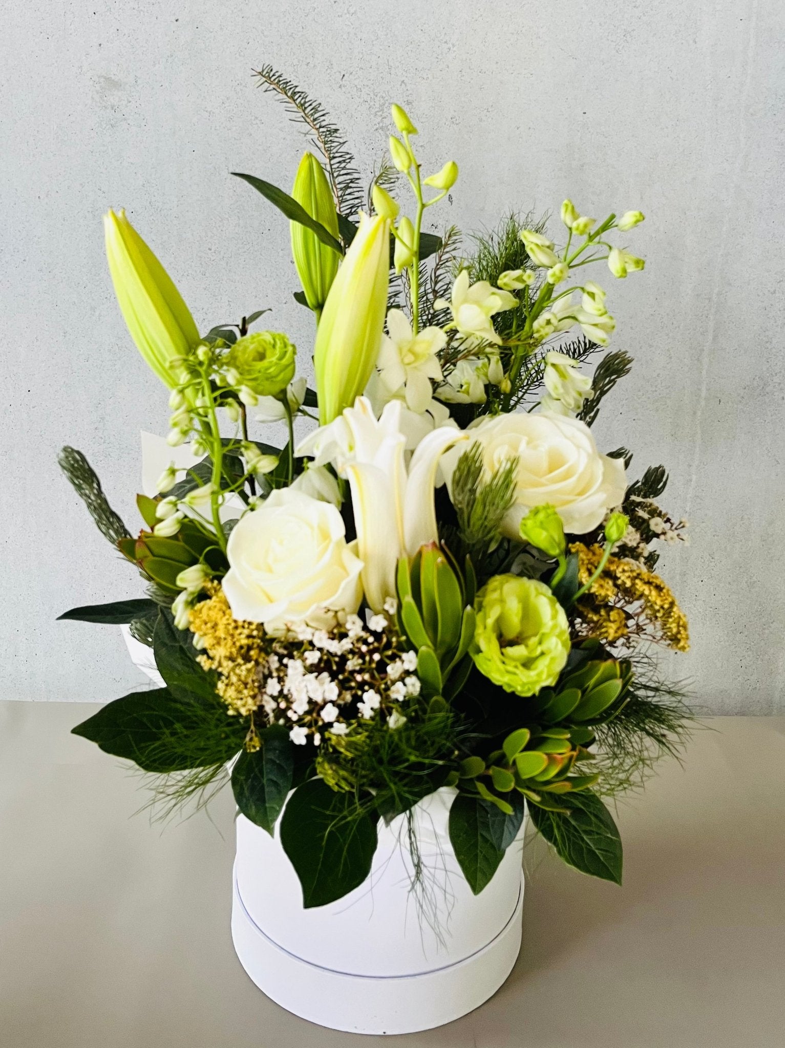Flower HatBox Arrangement - Teka Flowers